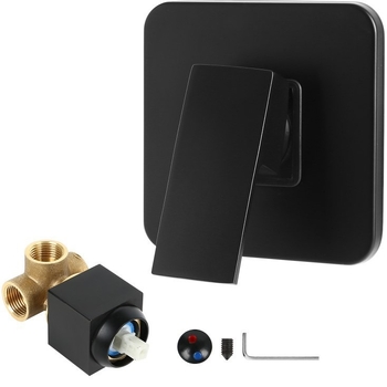 Κρυφή επιτοίχια βρύση ντους από χαλκό, τετράγωνου σχήματος, τριών κατευθύνσεων ανάμιξη, κεραμικός έμβολος