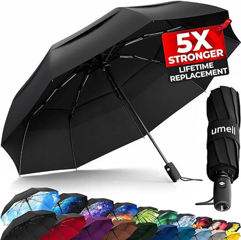 Automatski sklopivi kišobran, čelični okvir s 8 rebara, tkanina 190T Impact, UPF >50, moguć ispis logotipa