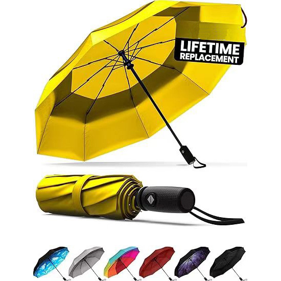 Automatski sklopivi kišobran, čelični okvir s 8 rebara, tkanina 190T Impact, UPF >50, moguć ispis logotipa