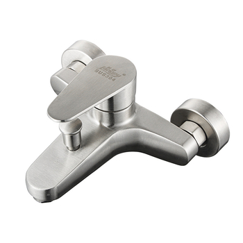 Rejtett falba épített háromkaros keverőcsap rozsdamentes acélból, kerámiás szeleppel, drótszerű felülettel