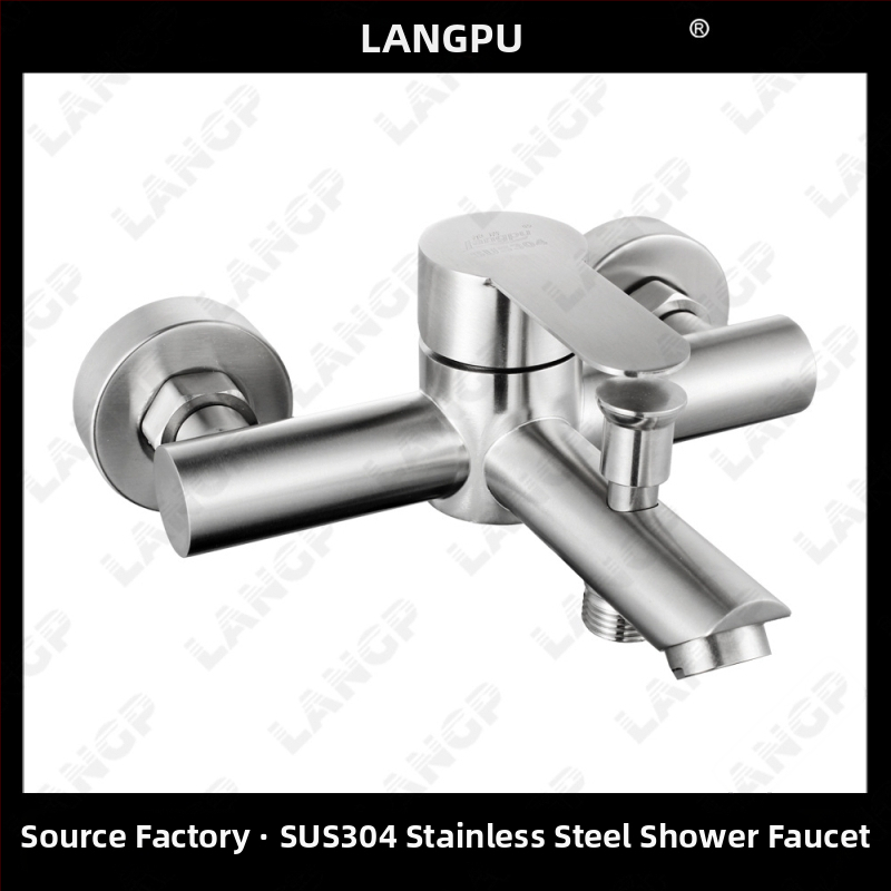 Rejtett falba épített háromkaros keverőcsap rozsdamentes acélból, kerámiás szeleppel, drótszerű felülettel