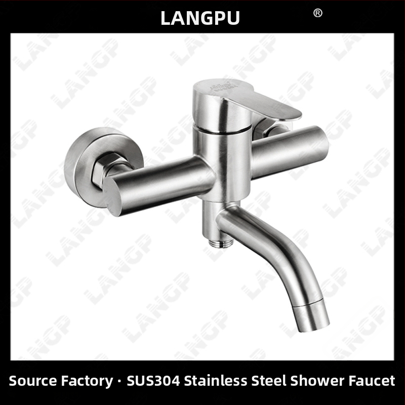 Rejtett falba épített háromkaros keverőcsap rozsdamentes acélból, kerámiás szeleppel, drótszerű felülettel