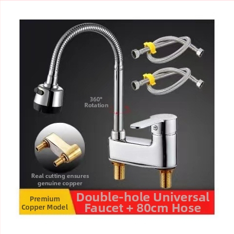 Réz anyagú kettőlyukas mosdócsaptelep, meleg–hideg keverés, kerámiabetét, modell 1201, emelhető működés