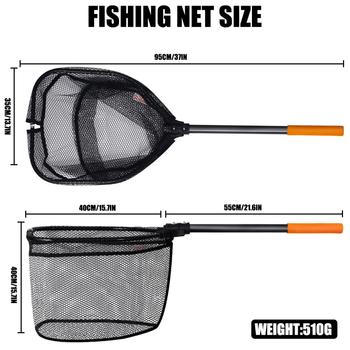 Mreža za velike ribe od aluminijske legure – otvor Ø40 mm, dubina mreže 40 cm, tanka mreža, sklopiva