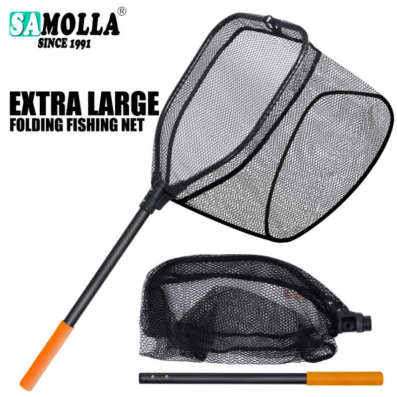 Mreža za velike ribe od aluminijske legure – otvor Ø40 mm, dubina mreže 40 cm, tanka mreža, sklopiva