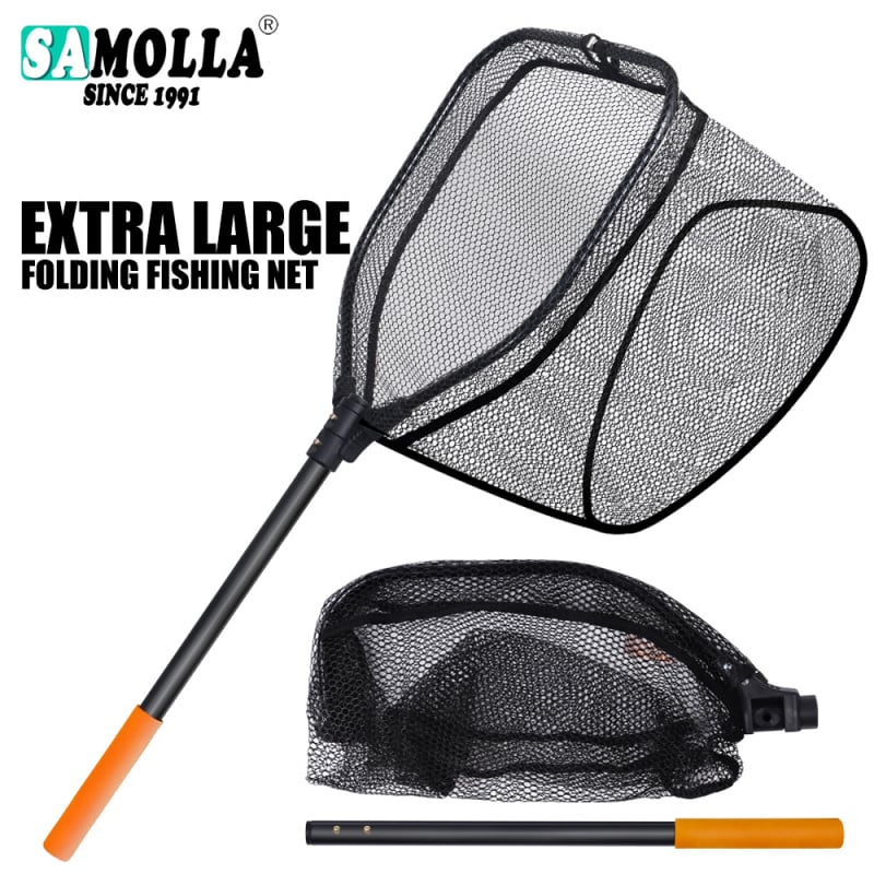 Mreža za velike ribe od aluminijske legure – otvor Ø40 mm, dubina mreže 40 cm, tanka mreža, sklopiva