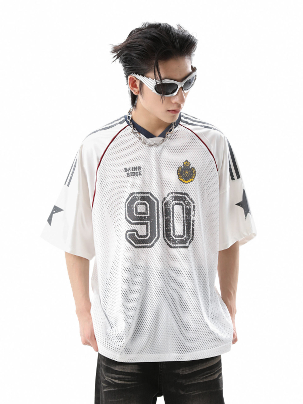 Poliesterski T-shirt slobodnog kroja, 3/4 rukava, brzo se suši, prozračan, otisak s slovima, ljetni sport