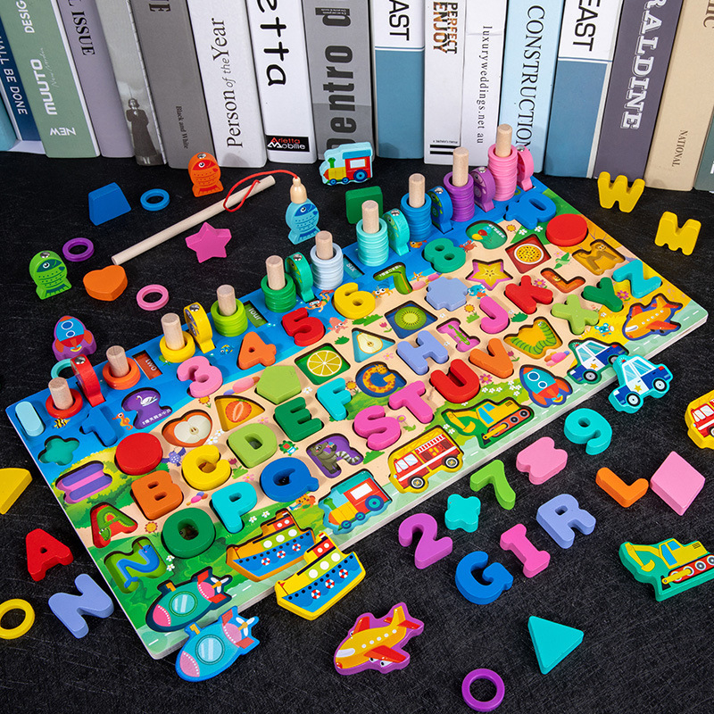 Donglin Montessori fa háromdimenziós oktatási panel korai tanuláshoz – számok és formák, összeadás és kivonás; anyag: fa; márka: Donglin; származás: Lishui, Zhejiang; életkor: 0–3 év