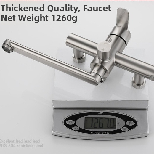 Háromkimenetes falra szerelt fürdőszobai csaptelep, 304 rozsdamentes acélból, duális meleg/hideg szabályozás, működési hőmérséklet 0–100°C