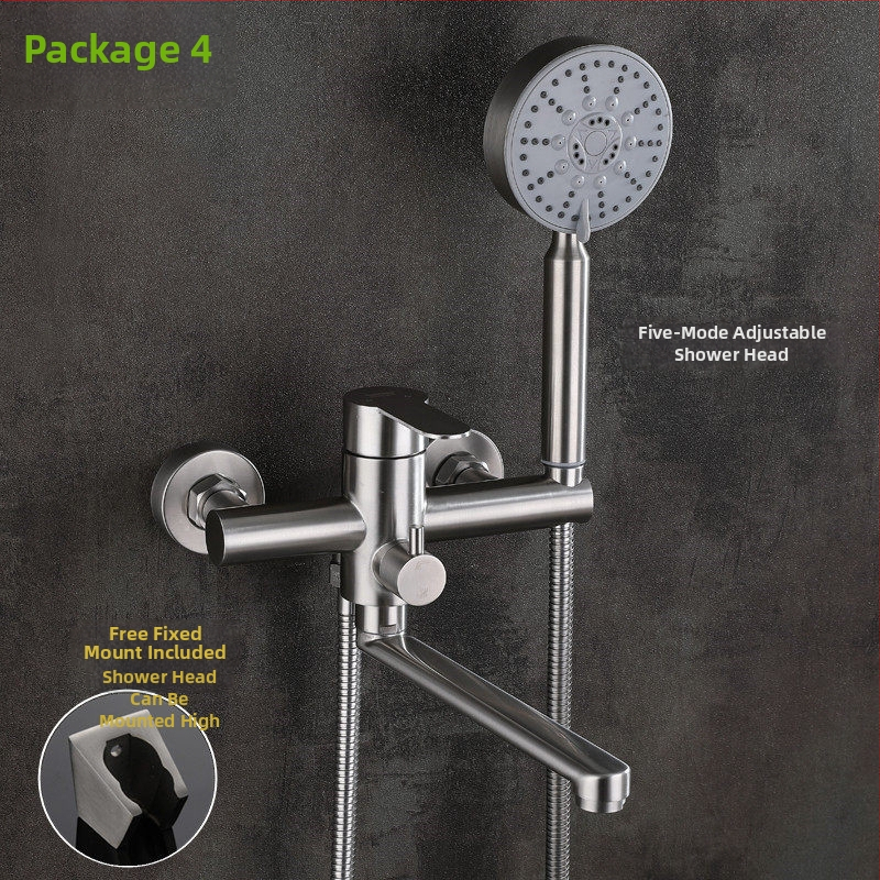 Háromkimenetes falra szerelt fürdőszobai csaptelep, 304 rozsdamentes acélból, duális meleg/hideg szabályozás, működési hőmérséklet 0–100°C