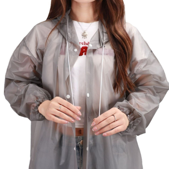 Дъждобран от EVA за възрастни, едночастов модел, подходящ за походи и разходки на открито, повторно използваем, с печат на лого и възможност за персонализиране.