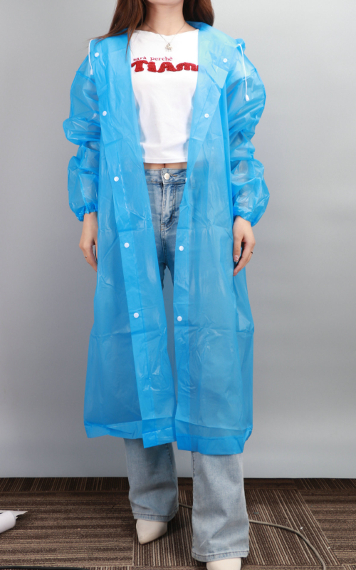 Дъждобран от EVA за възрастни, едночастов модел, подходящ за походи и разходки на открито, повторно използваем, с печат на лого и възможност за персонализиране.