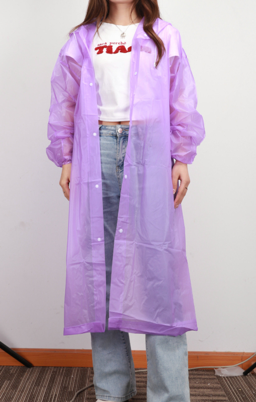 Дъждобран от EVA за възрастни, едночастов модел, подходящ за походи и разходки на открито, повторно използваем, с печат на лого и възможност за персонализиране.