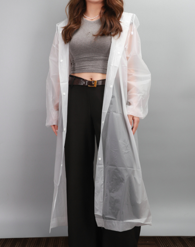 Дъждобран от EVA за възрастни, едночастов модел, подходящ за походи и разходки на открито, повторно използваем, с печат на лого и възможност за персонализиране.