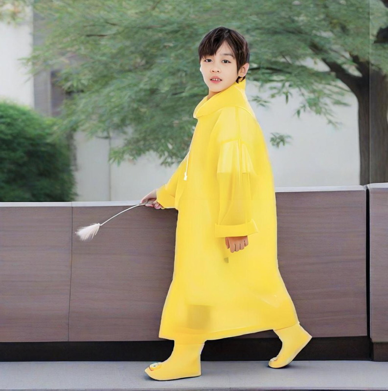 Gyerekeknek szóló EVA esőponcho, vastag, egy darabból álló kivitel, logónyomással, vízálló