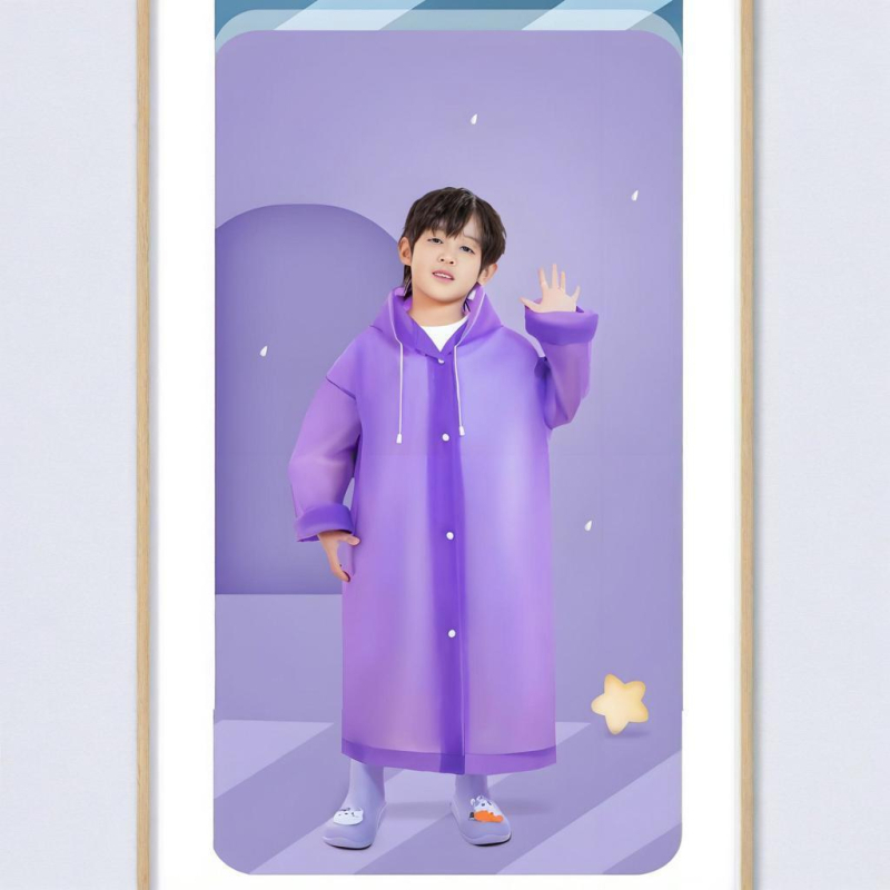 Gyerekeknek szóló EVA esőponcho, vastag, egy darabból álló kivitel, logónyomással, vízálló