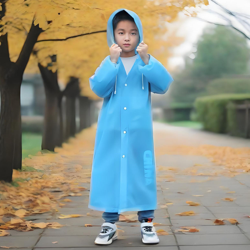 Gyerekeknek szóló EVA esőponcho, vastag, egy darabból álló kivitel, logónyomással, vízálló