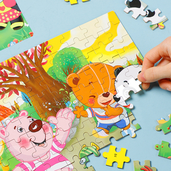 Drveni ravni puzzle za djecu, mogućnost DIY, pakiran u OPP vrećicu, za uzrast 4–6 godina.