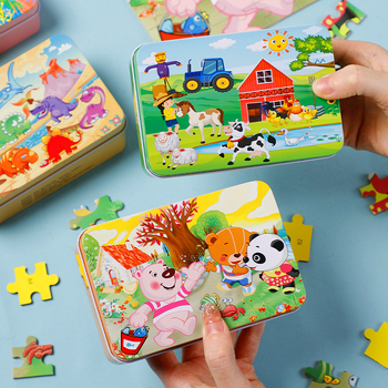 Drveni ravni puzzle za djecu, mogućnost DIY, pakiran u OPP vrećicu, za uzrast 4–6 godina.