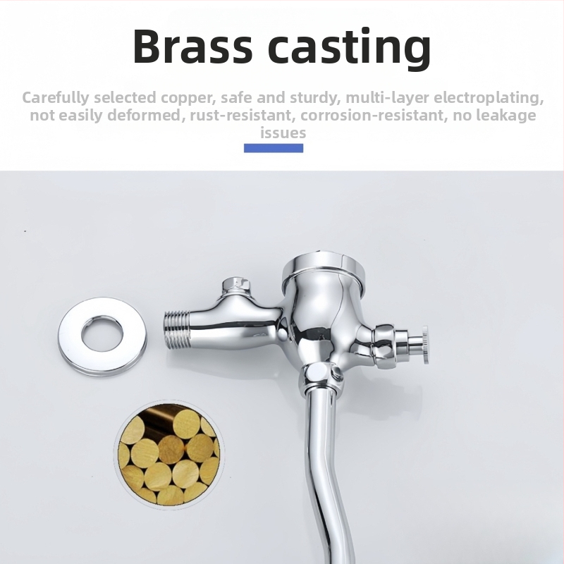 Pedálový splachovací ventil, meďná zliatina, povrchová/skrytá montáž, 1 palcový výstup, tlak vody 0,1–0,6 MPa, čas splachovania 3–6 s