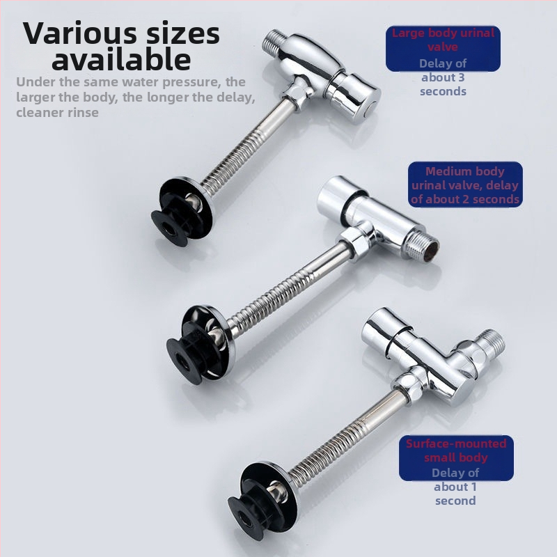 Pedálový splachovací ventil, meďná zliatina, povrchová/skrytá montáž, 1 palcový výstup, tlak vody 0,1–0,6 MPa, čas splachovania 3–6 s