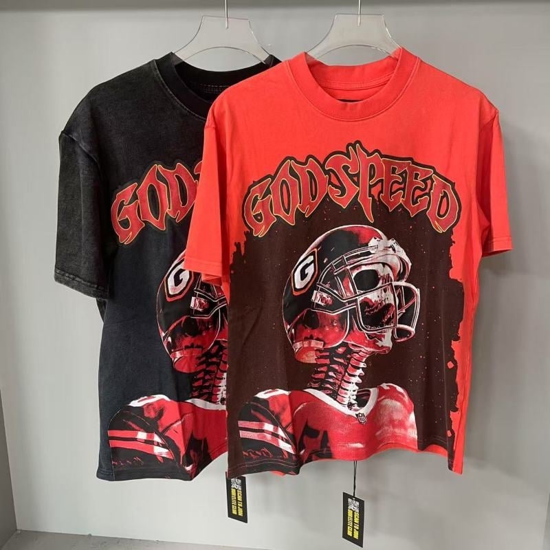 God&Speed Skull Rock Band Grafička Majica, 99% pamuk, labav kroj, okrugli izrez, kratki rukavi