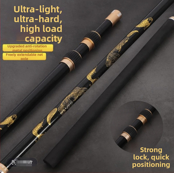 Tyč na sieť na ryby z karbónových vlákien s EVA penovou rukoväťou, vysúvacia, 4 sekcie, model 02005