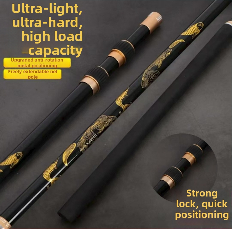 Tyč na sieť na ryby z karbónových vlákien s EVA penovou rukoväťou, vysúvacia, 4 sekcie, model 02005