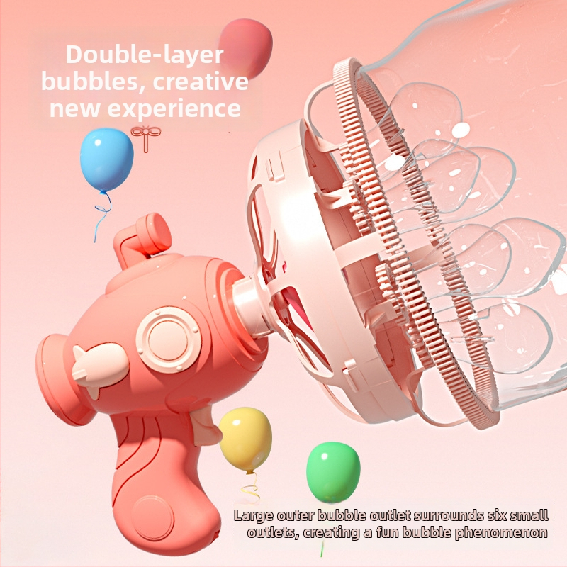 Ръчна машина за балончета с дизайн Bubble-in-Bubble, без протичане, пластмасова електрическа играчка за деца 7–14 г., 3C сертифицирана