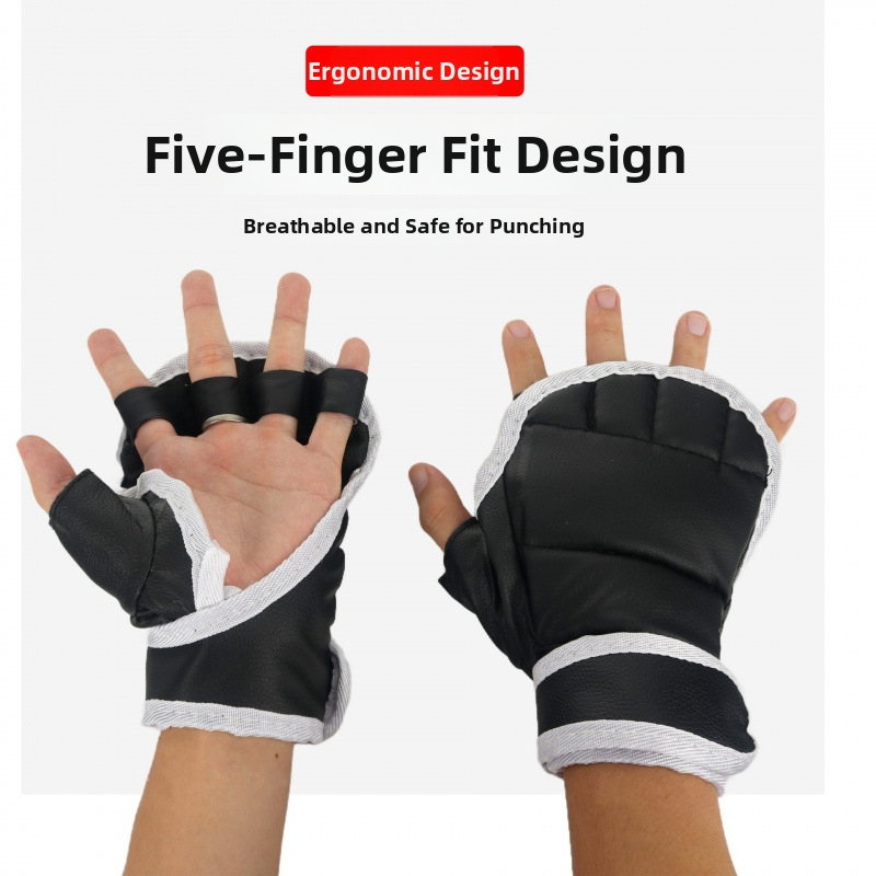 MMA boxerkové rukavice s polovičným prstom pre dospelých – Taekwondo tréning, ochrana zápästia, 46,5 g, vydanie 2025