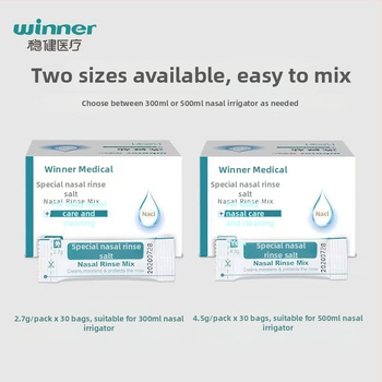 Pevný nosový irigátor s objemom 300 ml a soľou na nosové výplachy 2.7 g