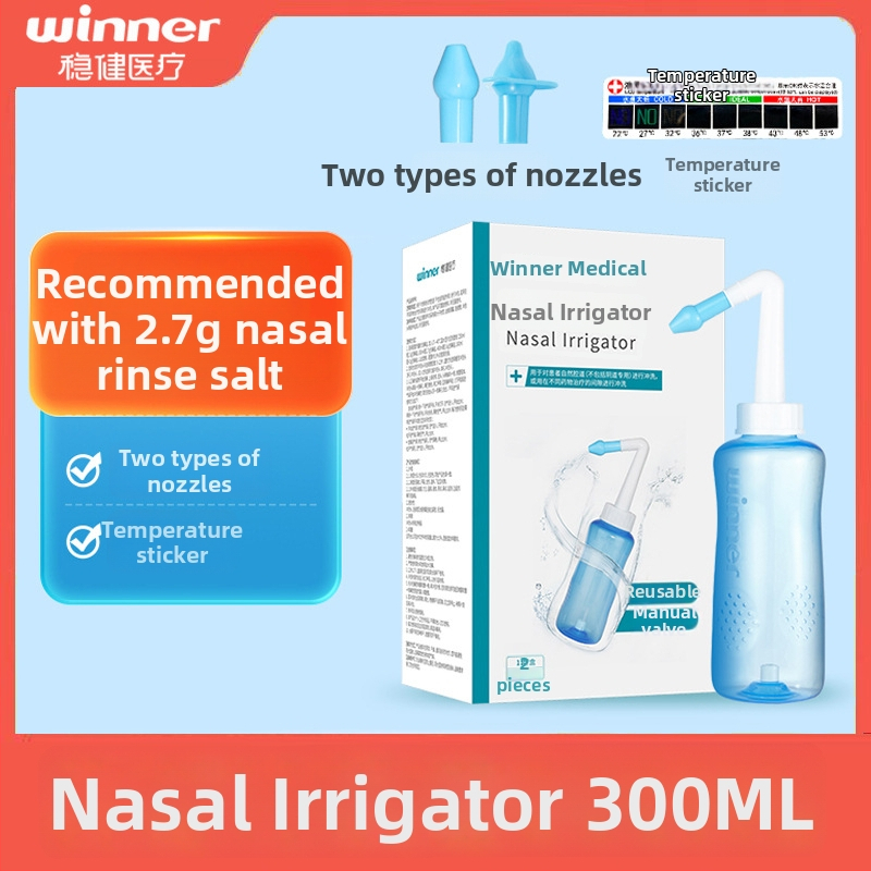 Pevný nosový irigátor s objemom 300 ml a soľou na nosové výplachy 2.7 g