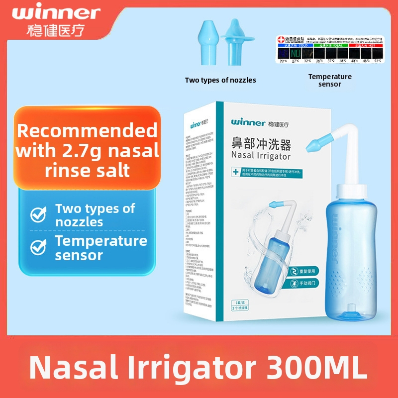 Pevný nosový irigátor s objemom 300 ml a soľou na nosové výplachy 2.7 g