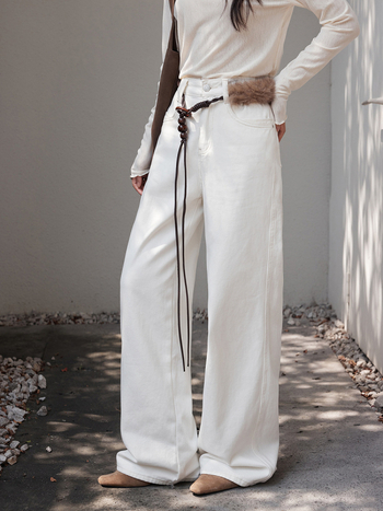 Traperice ravnog kroja, Korejskog stila, visokim strukom, 95% pamuk + 5% poliester, jesen 2025