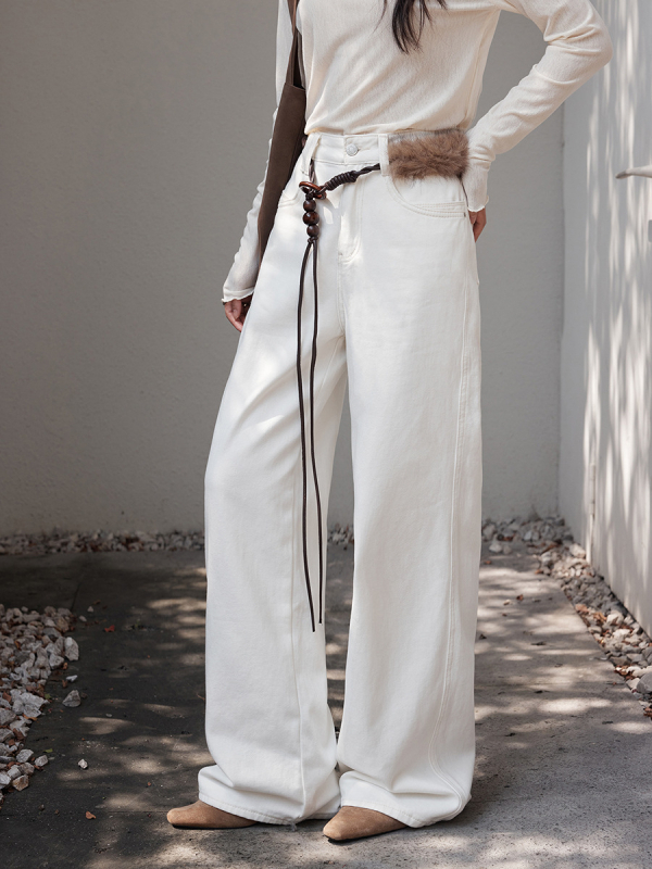 Traperice ravnog kroja, Korejskog stila, visokim strukom, 95% pamuk + 5% poliester, jesen 2025