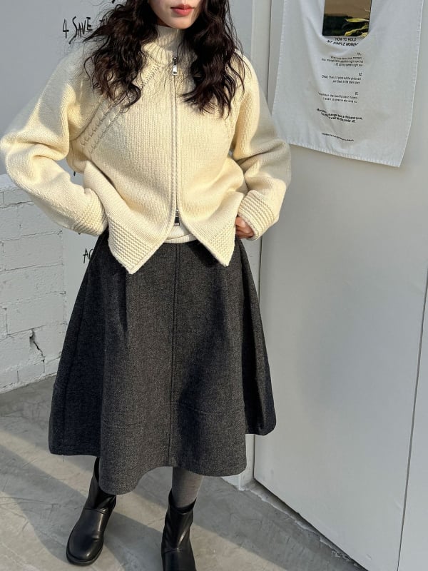 Ženska vunena suknja od vune i poliester, visokim pojasom, A-linija, srednja dužina, zimska kolekcija 2025