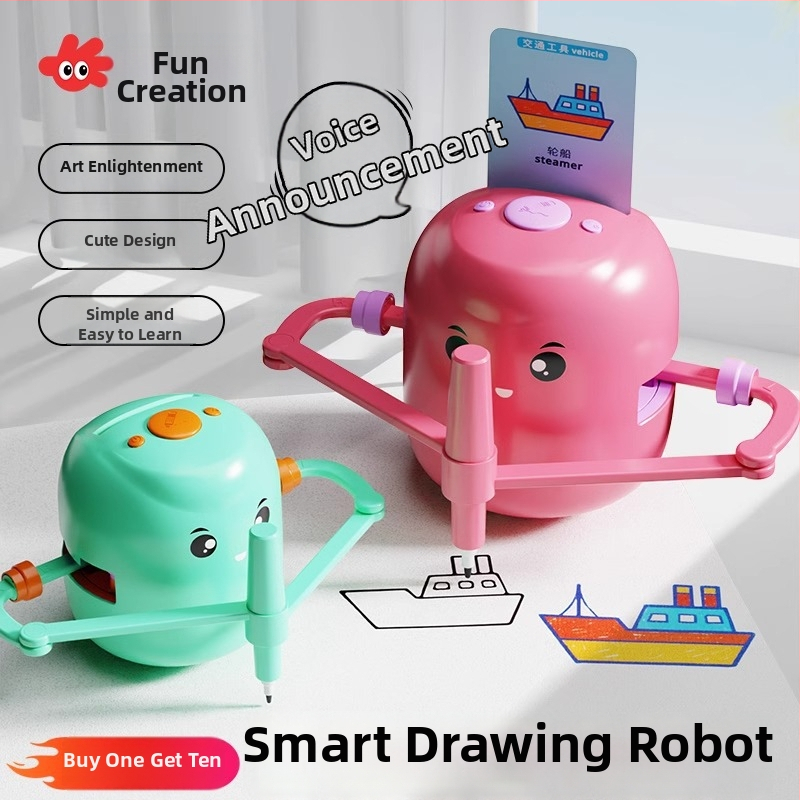 Edukativni pametni automatski robot za crtanje za dob 3-8 godina — stroj za učenje, električno, plastika, bez memorije