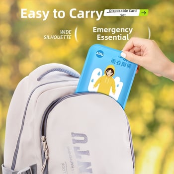 Poncho de unică folosință pentru drumeții, cu țesătură din plastic, pentru o singură persoană, potrivit pentru adulți și copii, ambalat în pungă