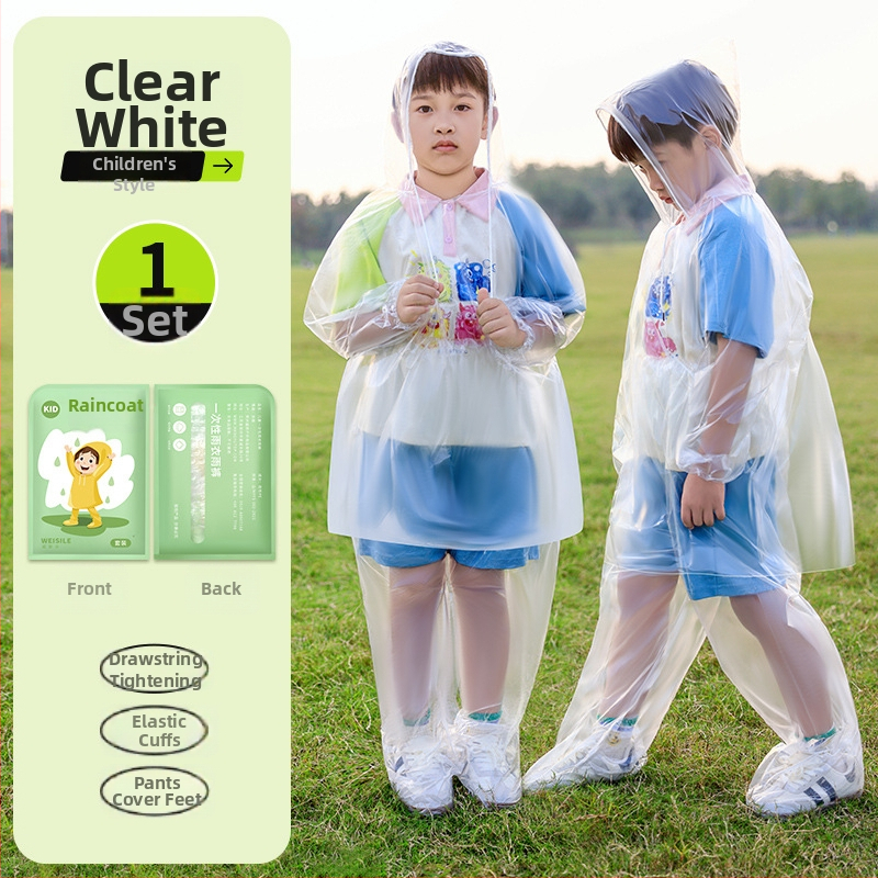 Poncho de unică folosință pentru drumeții, cu țesătură din plastic, pentru o singură persoană, potrivit pentru adulți și copii, ambalat în pungă