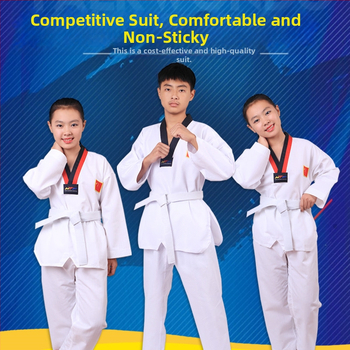 Taekwondo uniforma za odrasle i djecu – veliki mrežasti uzorak, tkanina od pamuk-blend 50% pamuk, podstava od pamuka 50% – za natjecanja i treninge