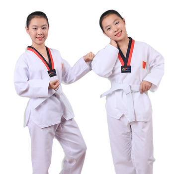 Taekwondo uniforma za odrasle i djecu – veliki mrežasti uzorak, tkanina od pamuk-blend 50% pamuk, podstava od pamuka 50% – za natjecanja i treninge