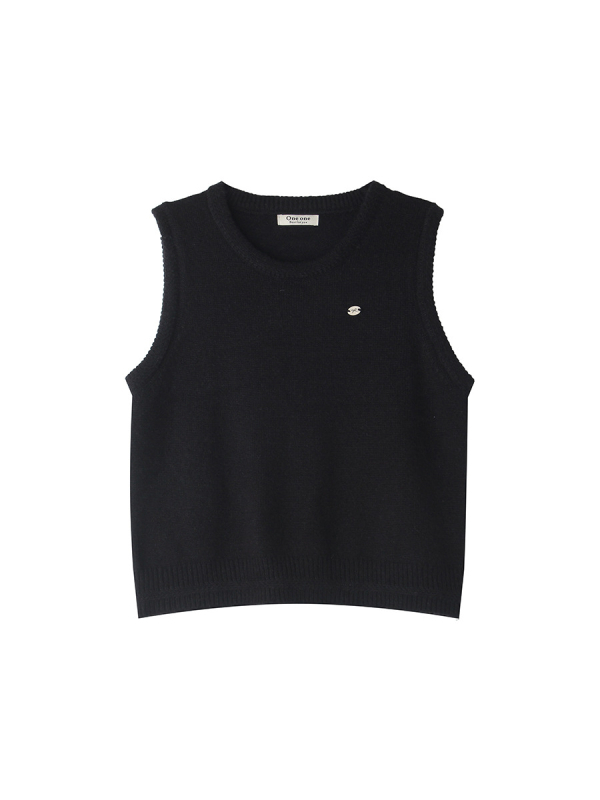 Nylon mellény, color-block mintázat, kerek nyakú, japán-koreai laza stílus