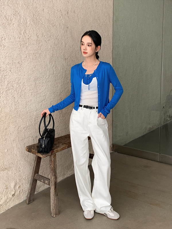 Ženske traperice visokog struka, ravni kroj, denim, 95% pamuk, zip