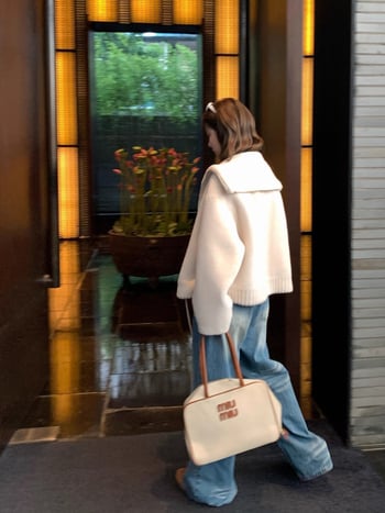 Γυναικείο μπουφάν γούνας από μαλλί Merino, περιεκτικότητα σε μαλλί 95%+, ύφασμα μαλλιού, μακριά μανίκια