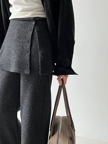 Γυναικεία παντελόνια φαρδιάς γραμμής, κορεατικού στυλ, με υψηλή μέση, χειμερινή έκδοση 2025, ύφασμα βαμβάκι-μαλλί-πολυεστέρας