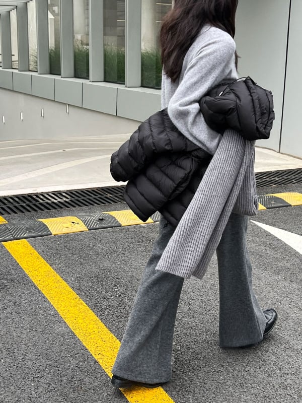 Γυναικεία παντελόνια φαρδιάς γραμμής, κορεατικού στυλ, με υψηλή μέση, χειμερινή έκδοση 2025, ύφασμα βαμβάκι-μαλλί-πολυεστέρας