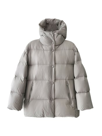 Γυναικείο μπουφάν με κουκούλα, γέμισμα από λευκό πούπουλο πάπιας, περιεκτικότητα πούπουλου 91-95%, πλήρωση 201-300 g, πολυεστέρας