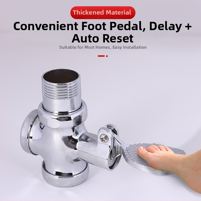 Pedalni ventil za ispiranje za squat WC — bakar/legura, Model: Foot-Operated Flush Valve, moderni minimalistički stil