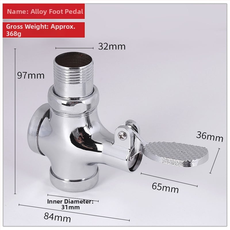 Pedalni ventil za ispiranje za squat WC — bakar/legura, Model: Foot-Operated Flush Valve, moderni minimalistički stil