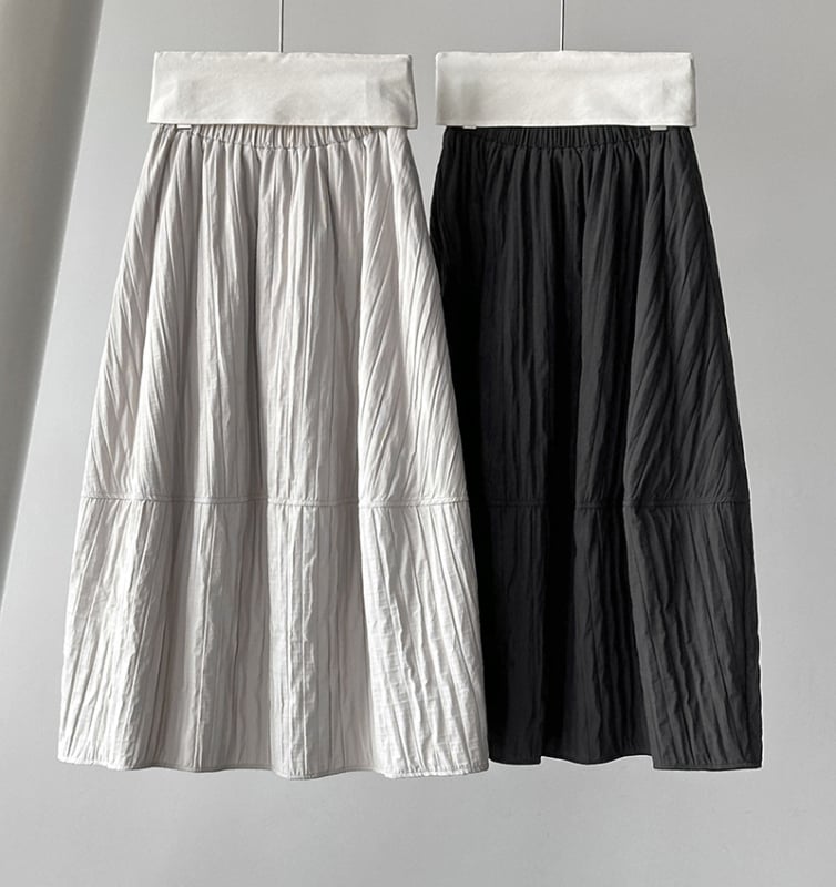 Puhasta duga suknja s visokim strukom, minimalističko-retro stil (poliesterska tkanina; bojenje; jesen 2025; japansko-korejski stil za slobodno vrijeme; mikroelastičnost)